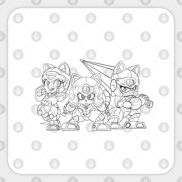 samurai pizza cats skech line art ecopop Sticker by jorge_lebeau